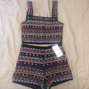 Zara shorts and crop beaded set